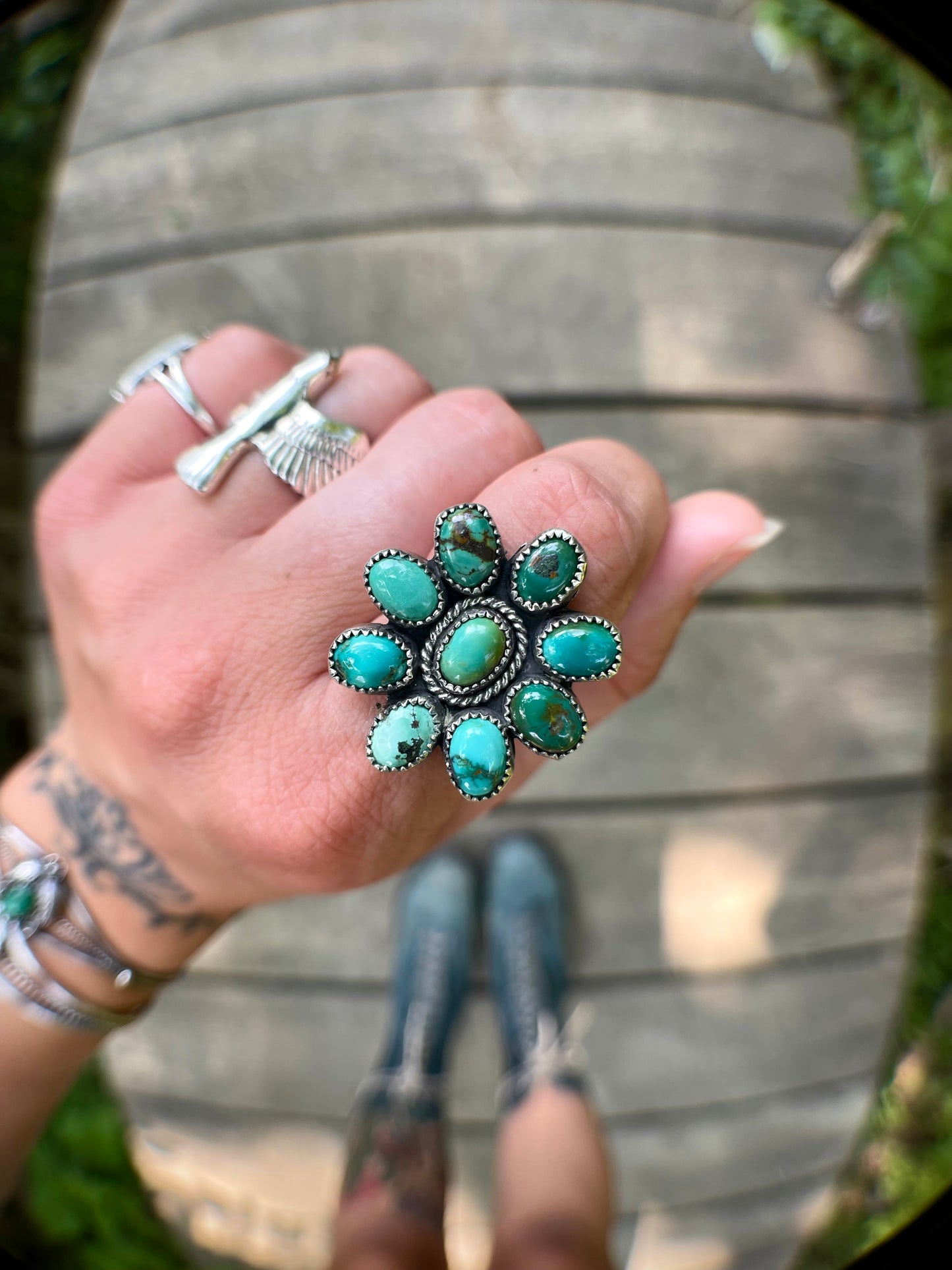 Cluster turquoise ring